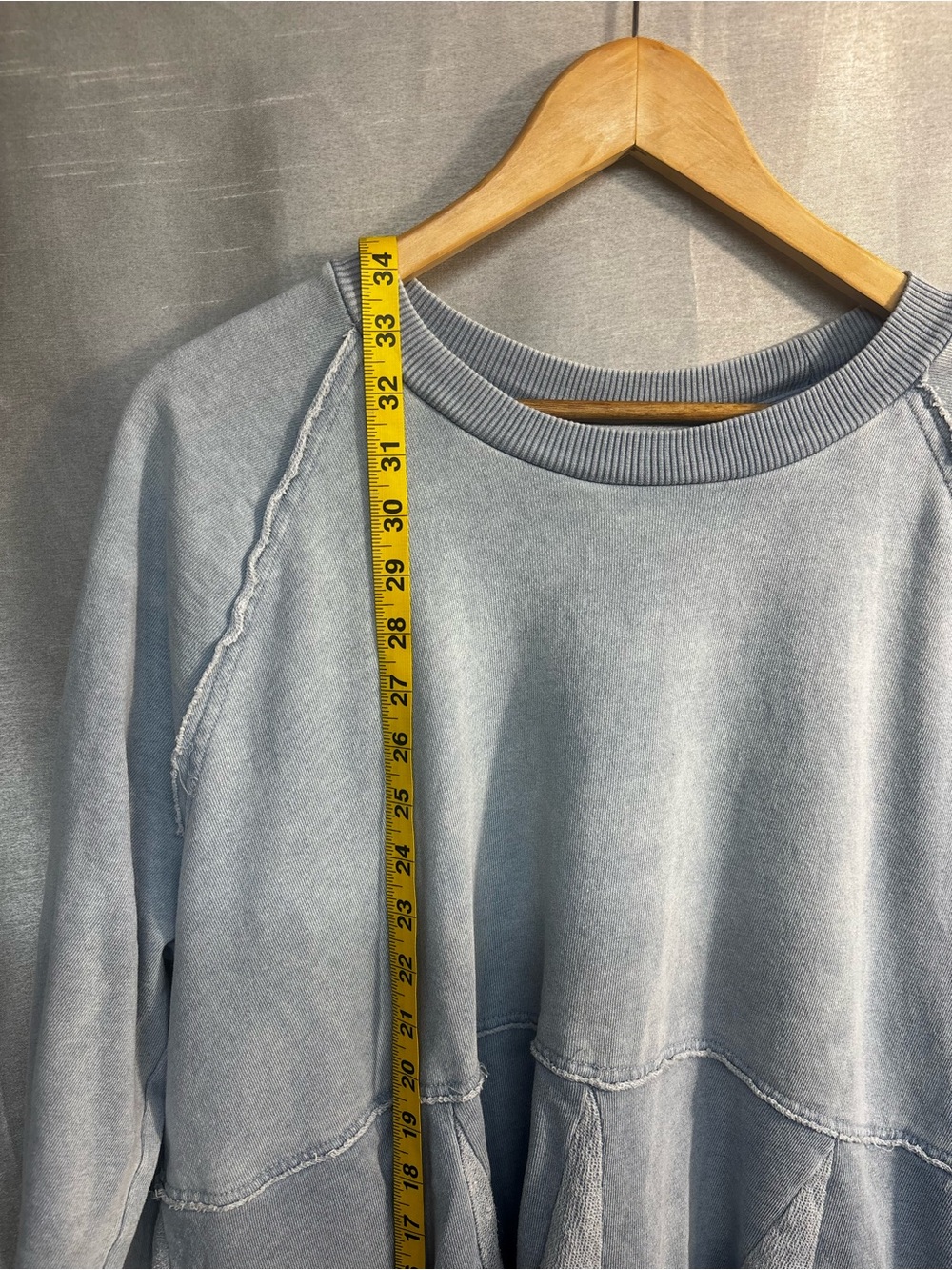 American Eagle Blue Sweatshirt Dress L Oversized Lagenlook Raw Seam Coastal - Picture 5 of 5